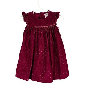 Corduroy Ruffle Dress Red 12M Polka Dot Boho Indie Folk Preppy Western Cowgirl